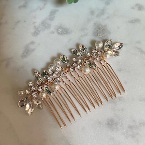 Gold Wedding Hair Comb Floral Bridal Hair Accessory Gold Pearl Hair Comb for Wedding Hair Accessory for bride Bridesmaid hair accessory
