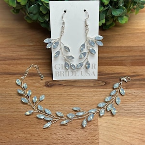Crystal Earrings Something Blue Bridal Earrings Blue Opal Earrings Bridal Jewelry set Bridesmaids Earrings Blue Wedding Jewelry