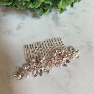 Floral Bridal Hair Comb Rose Gold Wedding Hair Comb Bridal Hair Accessory Pearl Hair Comb Hair Comb Wedding Hair Accessory for bride