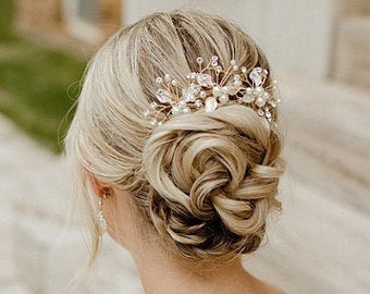 Bridal Hair Pins Rose Gold Wedding Hair Accessories Bridal Comb Rose Gold  Comb Bridal Headpiece Bridesmaid Hair Pins Wedding Hair Pin