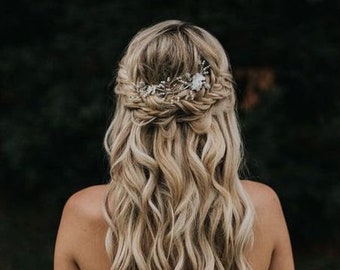 Pezzo di capelli da sposa Pezzo di capelli da sposa Pezzo di capelli da sposa di cristallo Pezzo di capelli da sposa d'argento Copricapo da sposa di cristallo Vite di capelli da sposa d'argento