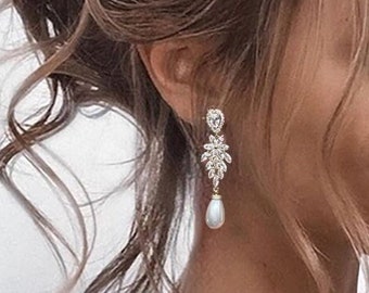 Pearl Earrings Tear drop bridal earrings Wedding drop earrings teardrop earrings bridesmaid earrings wedding jewelry bridesmaids gift