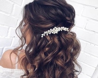 Perle Braut Haarschmuck Kristall Hochzeit Haarkamm Brautkamm Perle Haarkamm für Hochzeit Braut Haarteil Blumen Haarkamm