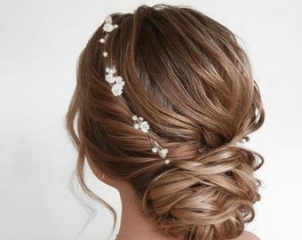 Floral Bridal Hair Vine Wedding Headpiece Bridal hair accessories Wedding Hair Accessories Pearl Flower Bridal Hair piece Wedding Hair vine