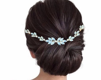 Crystal Hair vine Something Blue Bridal Hair comb Crystal Bridal Hair Accessory Wedding Hair Accessory Something Blue Bridal Halo comb