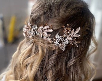 Pieza de cabello nupcial Pieza de cabello de boda floral Diadema nupcial Floral Enredadera de cabello nupcial Pieza de cabello floral Accesorios para el cabello de boda
