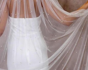Veil for Wedding Pearl Veil with comb Veil for Bride Veil with pearls Cathedral Veil Fingertip Veil Ivory Scattered Pearl Veil