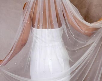 Velo catedral Velo de perlas Velo de novia Velo suave para novia Velo con perlas Velo catedral de perlas Velo suave para capilla