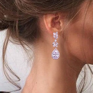 Crystal Bridal Earrings Drop Wedding Earrings Drop Bridal Earrings Gold Bridal Earrings Rose gold bridal earrings Bridesmaids earrings