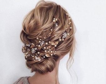 Bridal hair piece Bridal hair vine Gold Wedding hair accessories Wedding hair piece Gold Bridal Hair Accessories Gold Hair vine