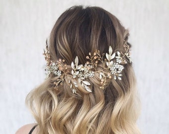 Bridal hair piece Floral Hair Vine Bridal Hair piece Rose Gold Bridal Hair Vine Vintage Head wrap Wedding Hair Accessories