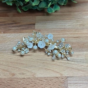 Floral Hair Comb Bridal Hair Accessory Gold Pearl Hair Comb for Wedding Hair Accessory for bride Bridesmaid hair accessory image 5