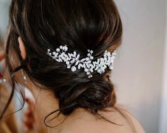 Braut Haar Accessoire Silber Braut Haarteil Braut Haarranke Hochzeit Haarschmuck Silber Braut Haarteil Rose Gold