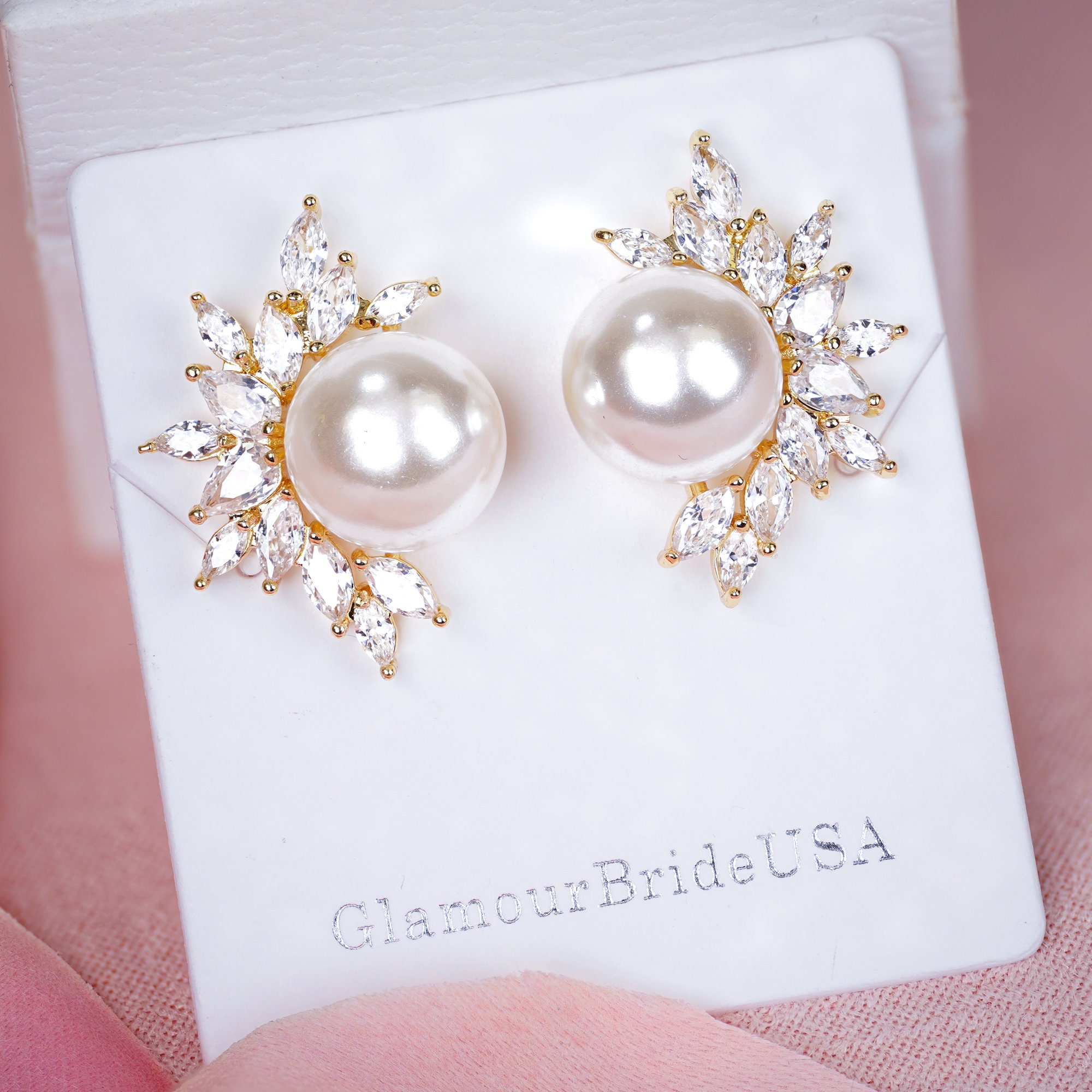 Buy Pearl Earrings Bridal Jewelry Stud Earrings Wedding Online in India   Etsy