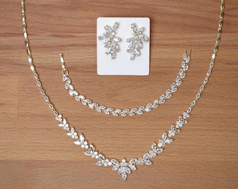 Wedding Necklace Gold Bridal Necklace Wedding Earrings Gold Wedding Jewelry Gold Bridal Jewelry MOB Earrings Gold MOG Necklace