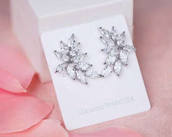 Crystal Stud Earrings Wedding Earrings Silver Crystal Earrings CZ Stud Earrings Rose gold bridal earrings Crystal Bridesmaids Earrings