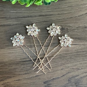 Crystal Hair pins Bridal hair pins Crystal Wedding hair pins Gold Bridal hair pins Silver Wedding hair pins Bridesmaids hair pins Crystal