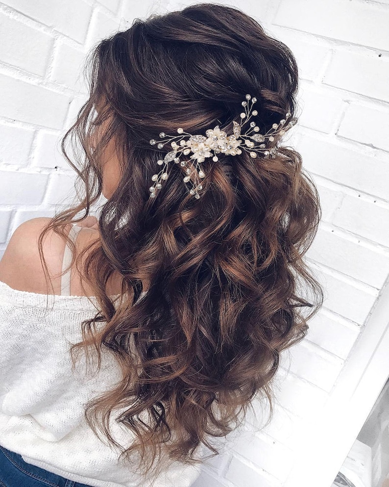 Haarspange Braut mit Perlen und Strasssteinen