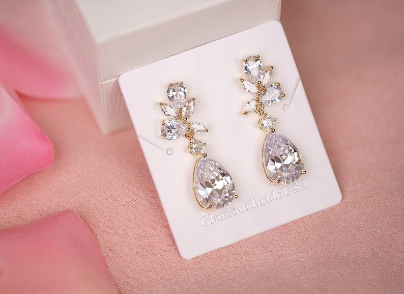 Crystal Earrings Bridal Earrings Drop Wedding Earrings Bridal Jewelry set Bridesmaids Earrings Crystal Drop Earrings image 5