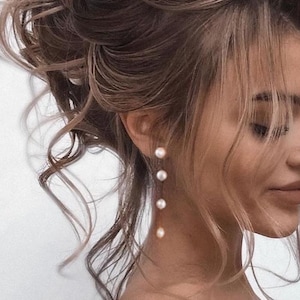 Pearl Earrings Drop Bridal Earrings Pearl Wedding Earrings Long Pearl Earrings Gold Bridal Jewelry Dangle Pearl Earrings