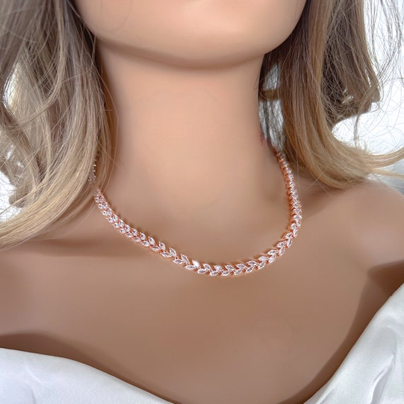 Silver Polish Three Layers Diamond Necklace Set