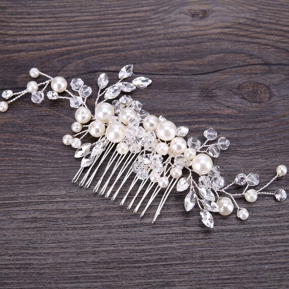 Handmade bridal?hairpiece silver and faux pearls Visland Bride Hairband Ribbon Elegant Decorative Handmade  main image 4