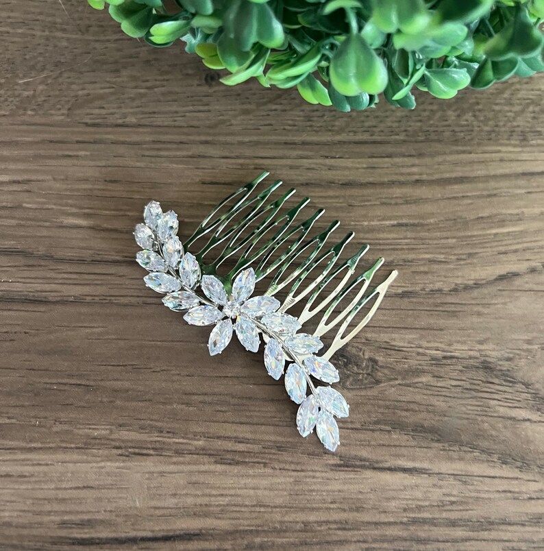 Crystal Bridal Hair Clip Silver Bridal Hair Accessories Silver Etsy