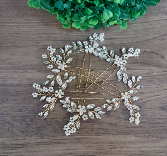 Crystal Hair Pins Floral Bridal Hair Pins Wedding Hair  display picture 2