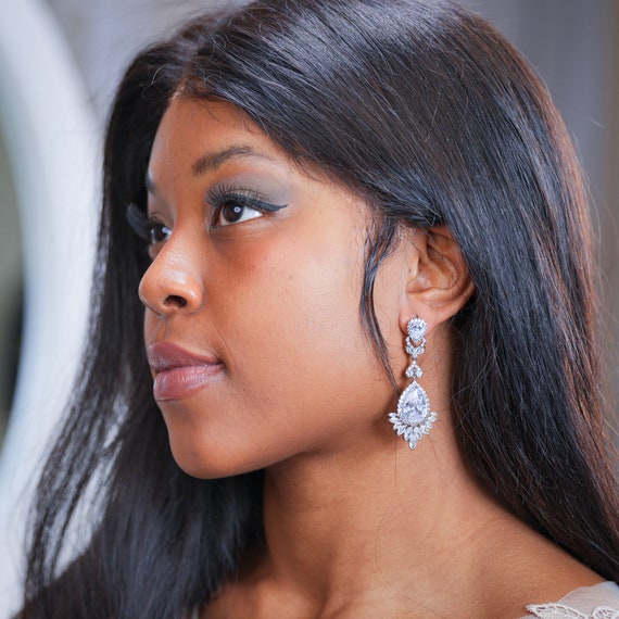 Bridal Statement Earrings Crystal Chandelier Earrings Drop Bridal