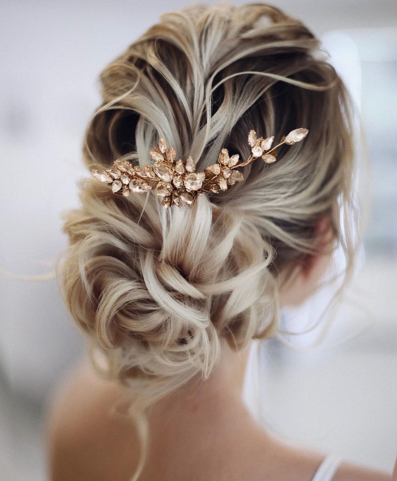 Crystal Wedding Hair Comb Crystal Bridal Hair Accessory Leaf Bridal Hair Jewelry Silver Bridal Hair Accessories Crystal Bridal Hair comb image 4