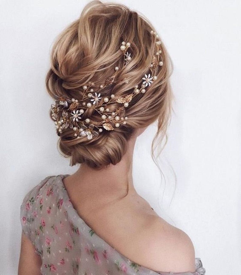 Bridal Hair Piece Bridal Hair Vine Gold Wedding Hair Etsy