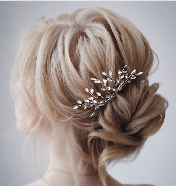 Stunning beautiful CZ Hair Piece Formal Wedding Prom Amazon.com : Bridal Crystal Hair Comb and Earrings Set  main image 3