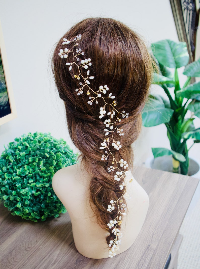 Long Bridal Hair Vine Wedding Hair Vine Bridal Hair Piece Etsy