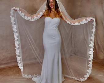 Mantilla Veil, Spanish Lace Drop Veil, Chapel Length