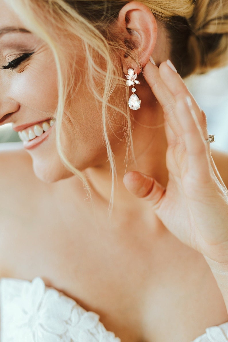 Crystal Earrings Bridal Earrings Drop Wedding Earrings Bridal Jewelry set Bridesmaids Earrings Crystal Drop Earrings image 1