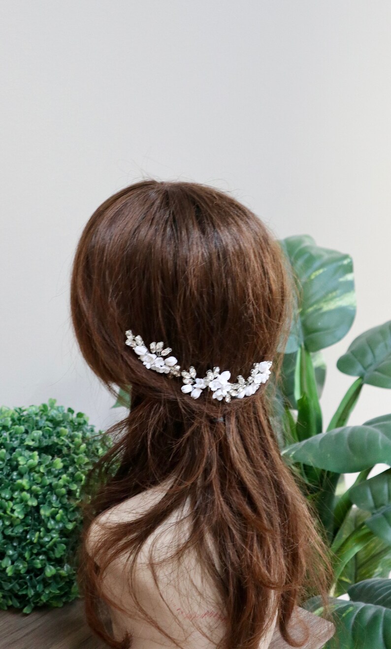 Floral Hair Piece Wedding Hair Pins Bridal Hair Accessories Etsy