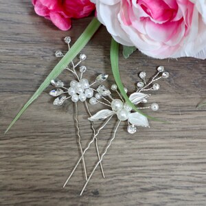 Bridal hair pins Wedding hair pins Silver crystal wedding hair piece Silver wedding hair vine Bridal hair piece Pearl bridal hair vine image 7