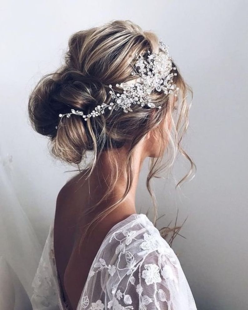 Crystal Bridal hair piece Rose Gold Bridal hair vine Bridal image 6