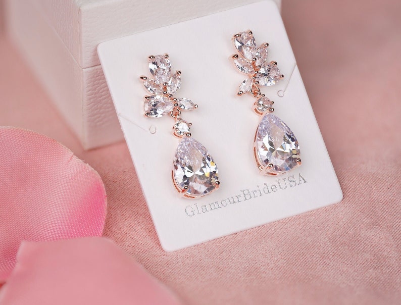 Crystal Earrings Bridal Earrings Drop Wedding Earrings Bridal Jewelry set Bridesmaids Earrings Crystal Drop Earrings image 4