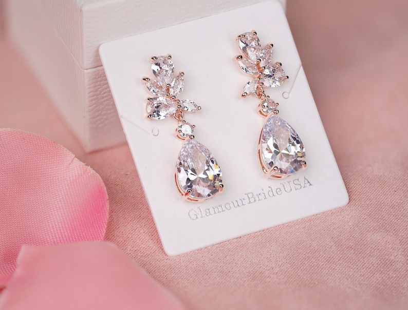 Crystal Earrings Bridal Earrings Drop Wedding Earrings Bridal Jewelry set Bridesmaids Earrings Crystal Drop Earrings image 4