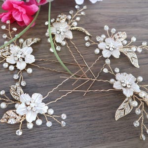 Wedding Hair Accessory Floral Bridal Hair Accessory Bridal Hair pins Floral Bridal Hair piece Bridal Hair Jewelry Bridesmaids Hair Pins