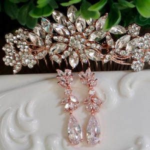 Crystal Bridal hair comb Rose Gold Bridal hair comb Bridal Jewelry Rose Gold Bridal hair accessories Wedding Jewelry Rose Gold Hair comb
