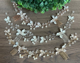 Floral Bridal hair vine Leaf Wedding hair vine Bridal wreath Floral Bridal hair piece Wedding headband Wedding hair piece Boho Hair Crown