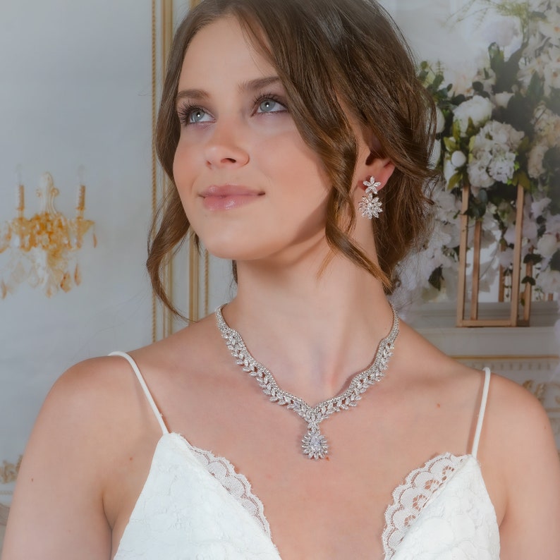 Diamond Earrings & Necklace Set for Brides