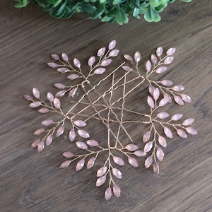 Crystal Hair Pins Pink Bridal Hair pins Bridal Wedding Hair Accessories Gold Hair pins Bridesmaids Gift Silver Hair Pins