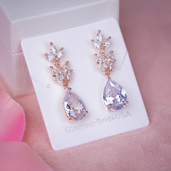 Crystal Bridal Earrings Drop Hypoallergenic Earrings Diamond Wedding Earrings Bridal Jewelry Set Silver Bridesmaids earrings