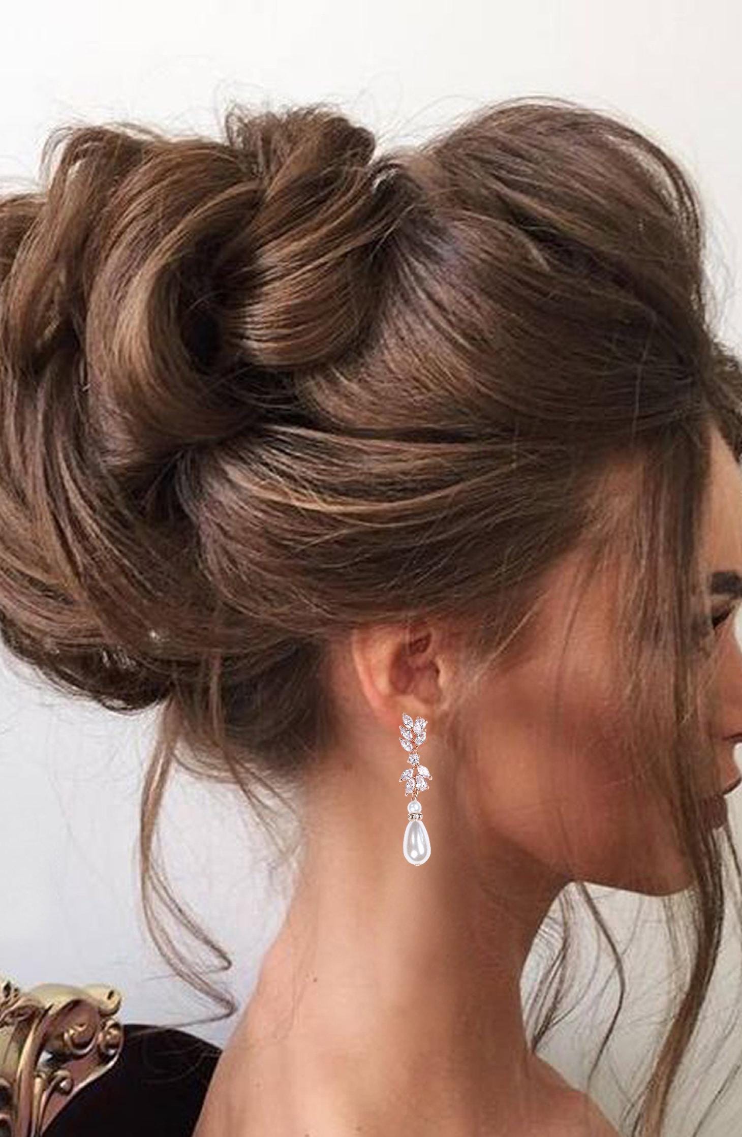 Perlen Braut Halskette Set Perlen Hochzeit Schmuck Roségold Perlen Halskette Perlen Braut Halskette Set Perlen Brautjungfern SchmuckSet