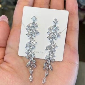 Crystal Bridal Earrings Chandelier Earrings  Crystal Earrings Crystal drop Earrings Rose Gold Bridal Jewelry Silver bridal earrings