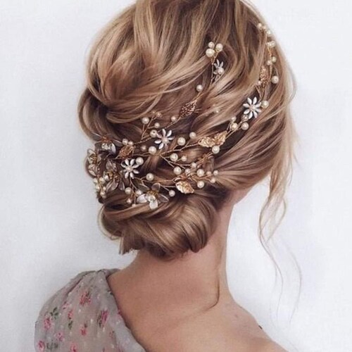 Bridal Hair Piece Bridal Hair Vine Gold Wedding Hair  display picture 2