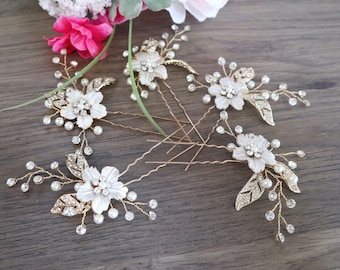 Wedding Hair Accessory Floral Bridal Hair Accessory Bridal Hair pins Floral Bridal Hair piece Bridal Hair Jewelry Bridesmaids Hair Pins